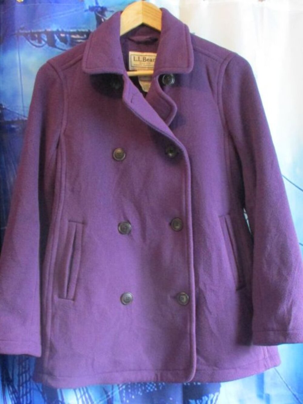 L.L.BEAN Women's Classic Heavy Fleece Double Breasted Pea Coat Sz Small Petite